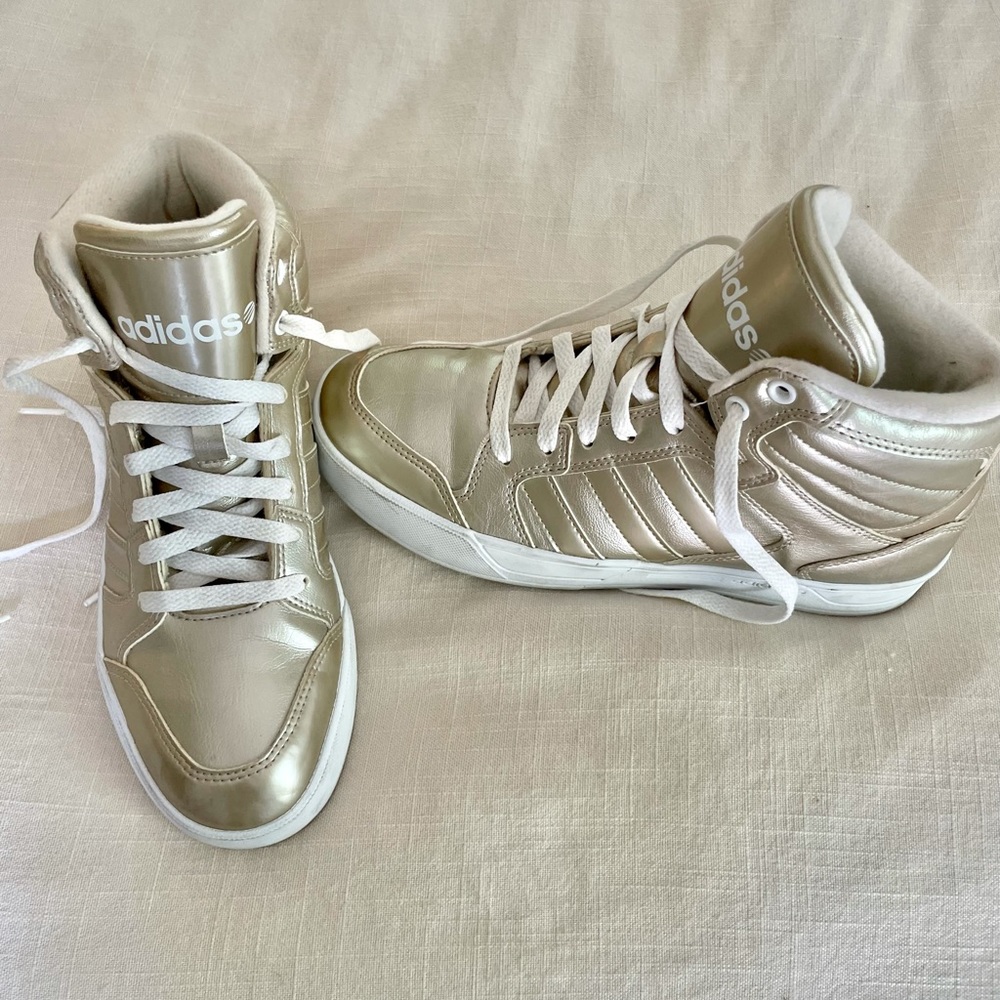 Gold Adidas High Top Sneakers